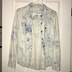 Denim washed button up top